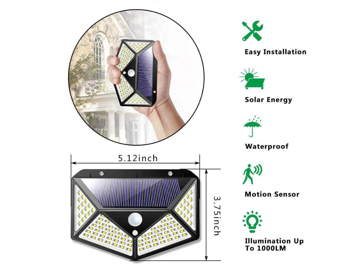 Solar Motion Sensor Garden Wall Light for Outdoor Use
