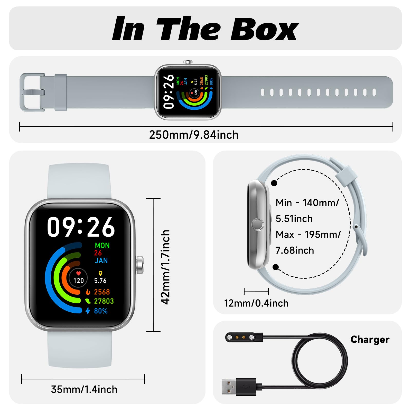 IDW25 Smart Watch for Men/Women with Bluetooth Call, Health and Fitness Monitoring