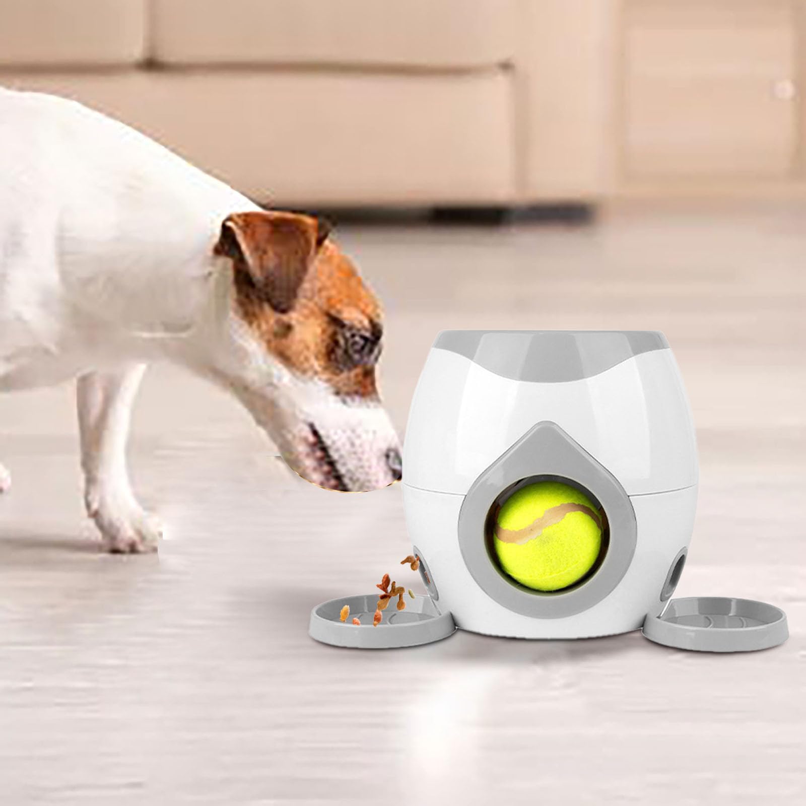 Automatic Dog Ball Launcher Interactive Dog Tennis Ball Throwing Machine Dog Ball Treat Dispenser Feeder Tennis Reward Machine Treat Dispensing with Detachable Dishes Tennis Training for Dogs (Orange)