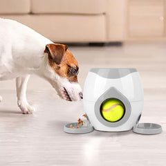 Automatic Dog Ball Launcher Interactive Dog Tennis Ball Throwing Machine Dog Ball Treat Dispenser Feeder Tennis Reward Machine Treat Dispensing with Detachable Dishes Tennis Training for Dogs (Orange)