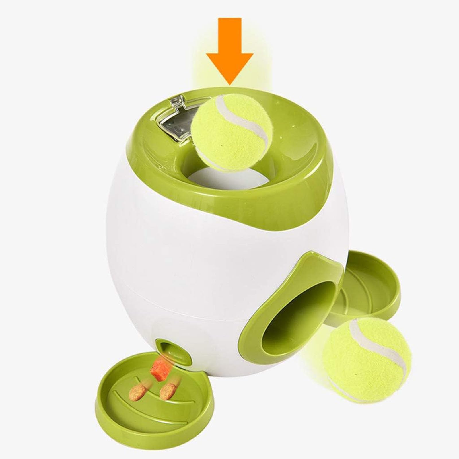 Automatic Dog Ball Launcher Interactive Dog Tennis Ball Throwing Machine Dog Ball Treat Dispenser Feeder Tennis Reward Machine Treat Dispensing with Detachable Dishes Tennis Training for Dogs (Orange)