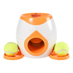 Automatic Dog Ball Launcher Interactive Dog Tennis Ball Throwing Machine Dog Ball Treat Dispenser Feeder Tennis Reward Machine Treat Dispensing with Detachable Dishes Tennis Training for Dogs (Orange)