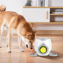 Automatic Dog Ball Launcher Interactive Dog Tennis Ball Throwing Machine Dog Ball Treat Dispenser Feeder Tennis Reward Machine Treat Dispensing with Detachable Dishes Tennis Training for Dogs (Orange)