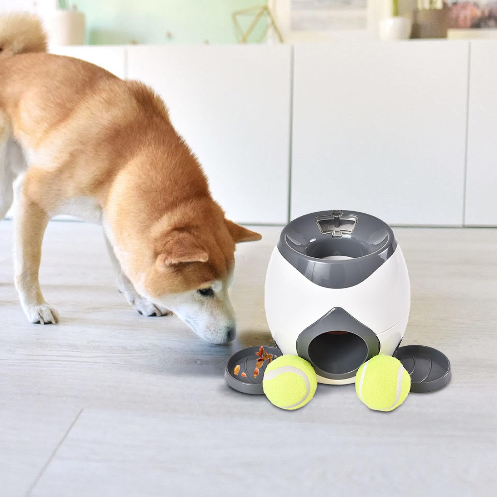 Automatic Dog Ball Launcher Interactive Dog Tennis Ball Throwing Machine Dog Ball Treat Dispenser Feeder Tennis Reward Machine Treat Dispensing with Detachable Dishes Tennis Training for Dogs (Orange)