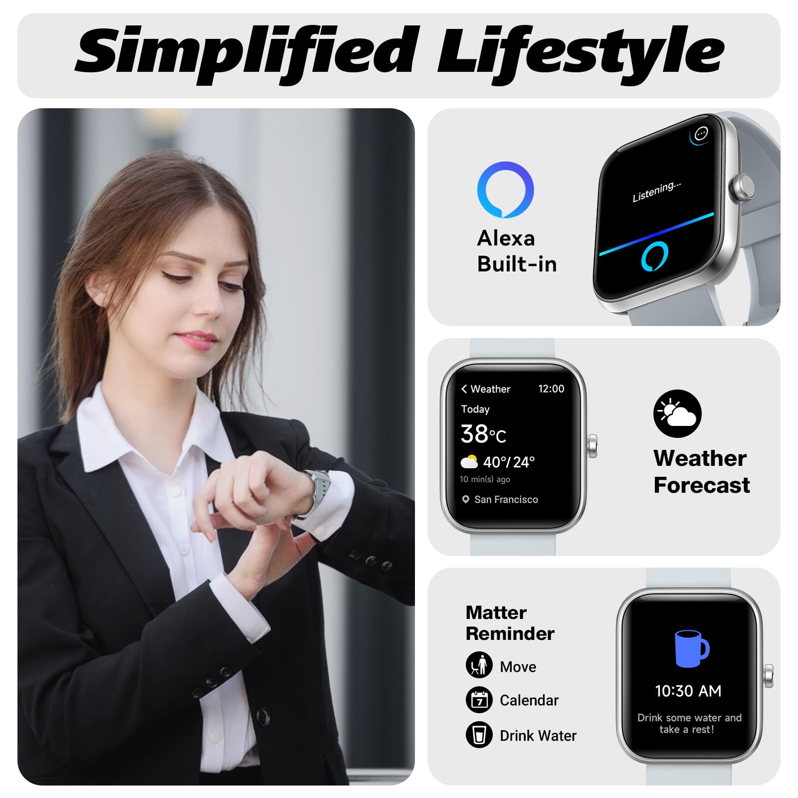IDW25 Smart Watch for Men/Women with Bluetooth Call, Health and Fitness Monitoring