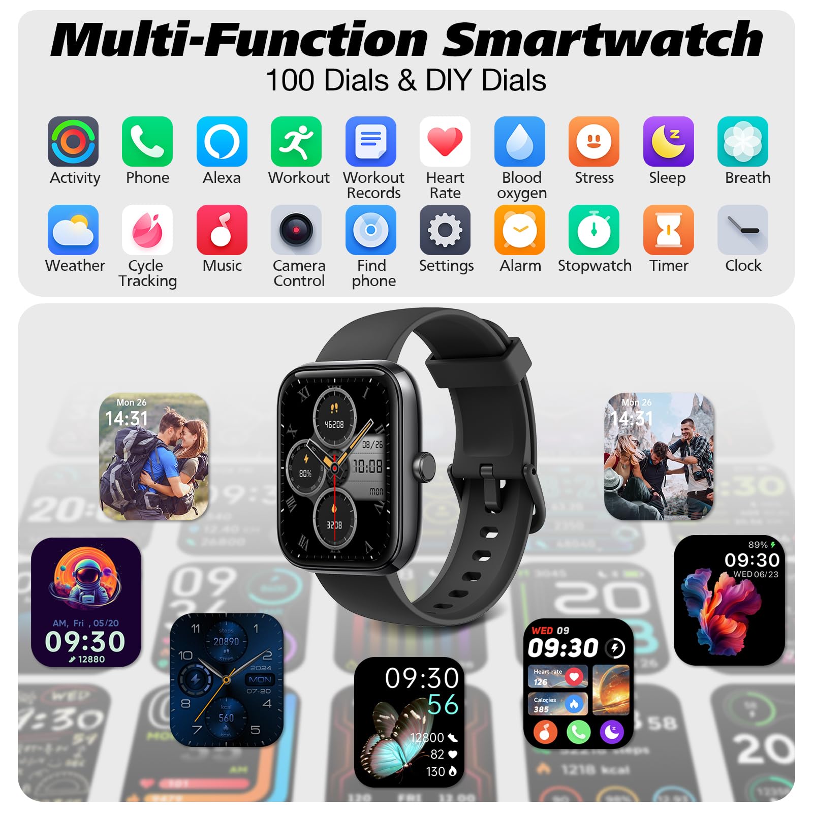 IDW25 Smart Watch for Men/Women with Bluetooth Call, Health and Fitness Monitoring
