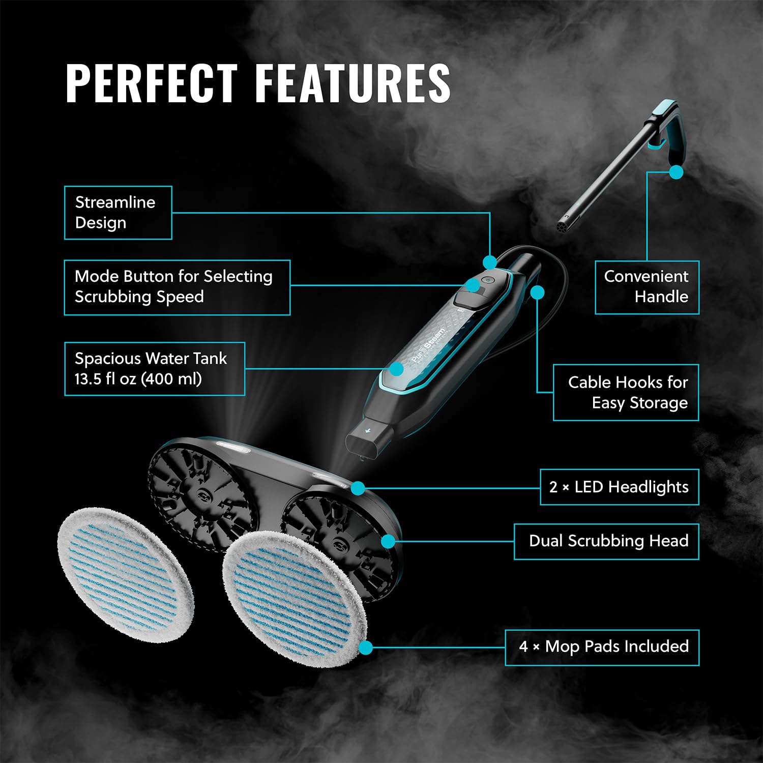 PurSteam Professional Steam Mop | Multi-Surface Floor Cleaner for Hardwood, Tile, Laminate & Carpet | Fast Heating, Lightweight & Chemical-Free Cleaning