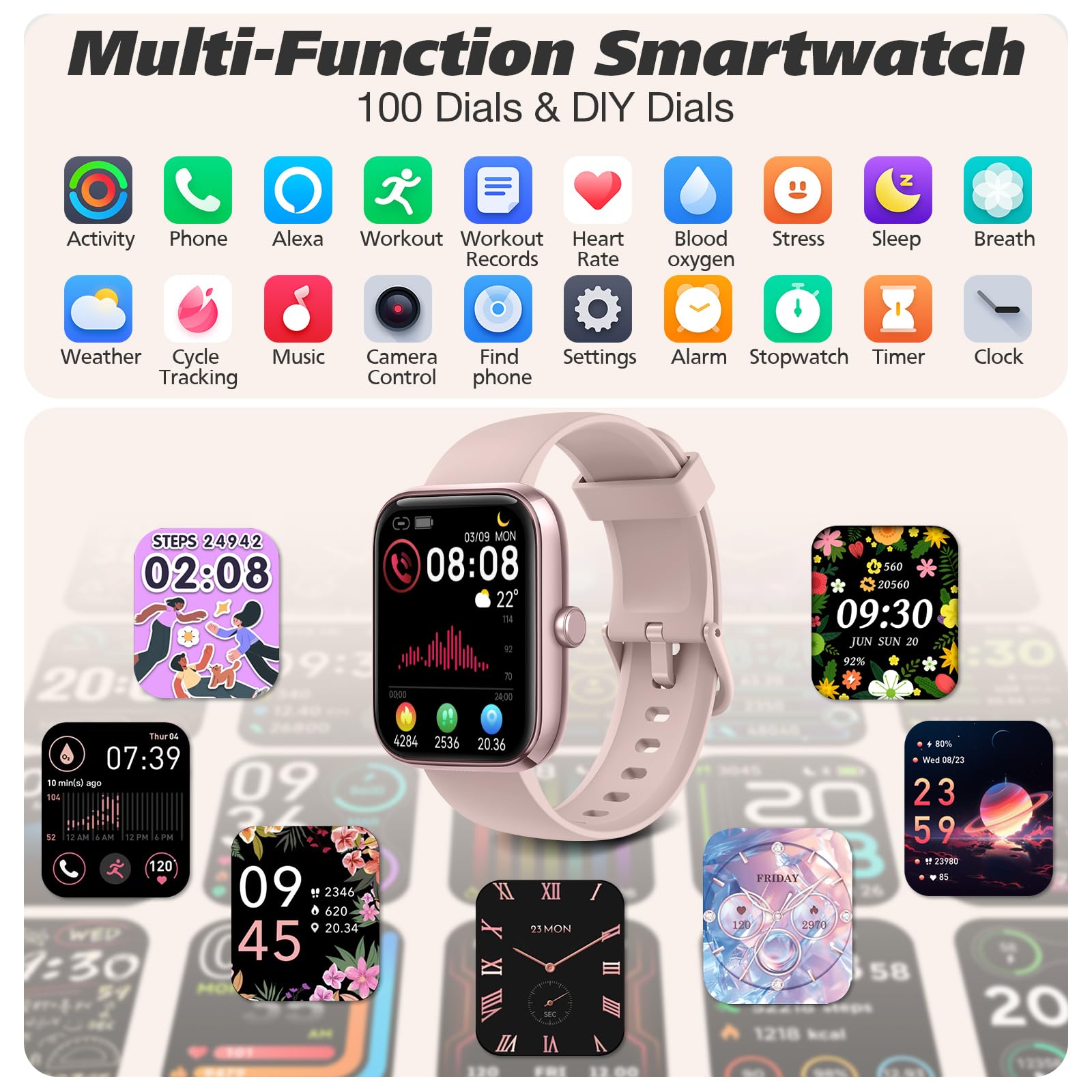 IDW25 Smart Watch for Men/Women with Bluetooth Call, Health and Fitness Monitoring