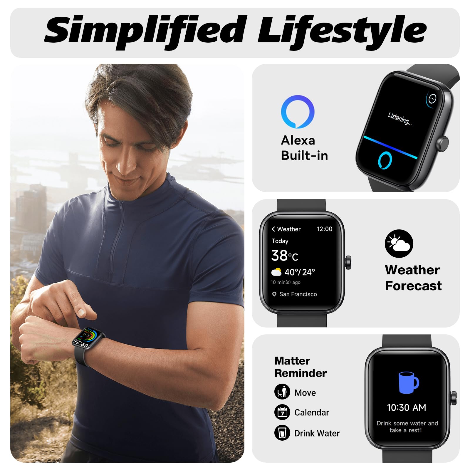 IDW25 Smart Watch for Men/Women with Bluetooth Call, Health and Fitness Monitoring