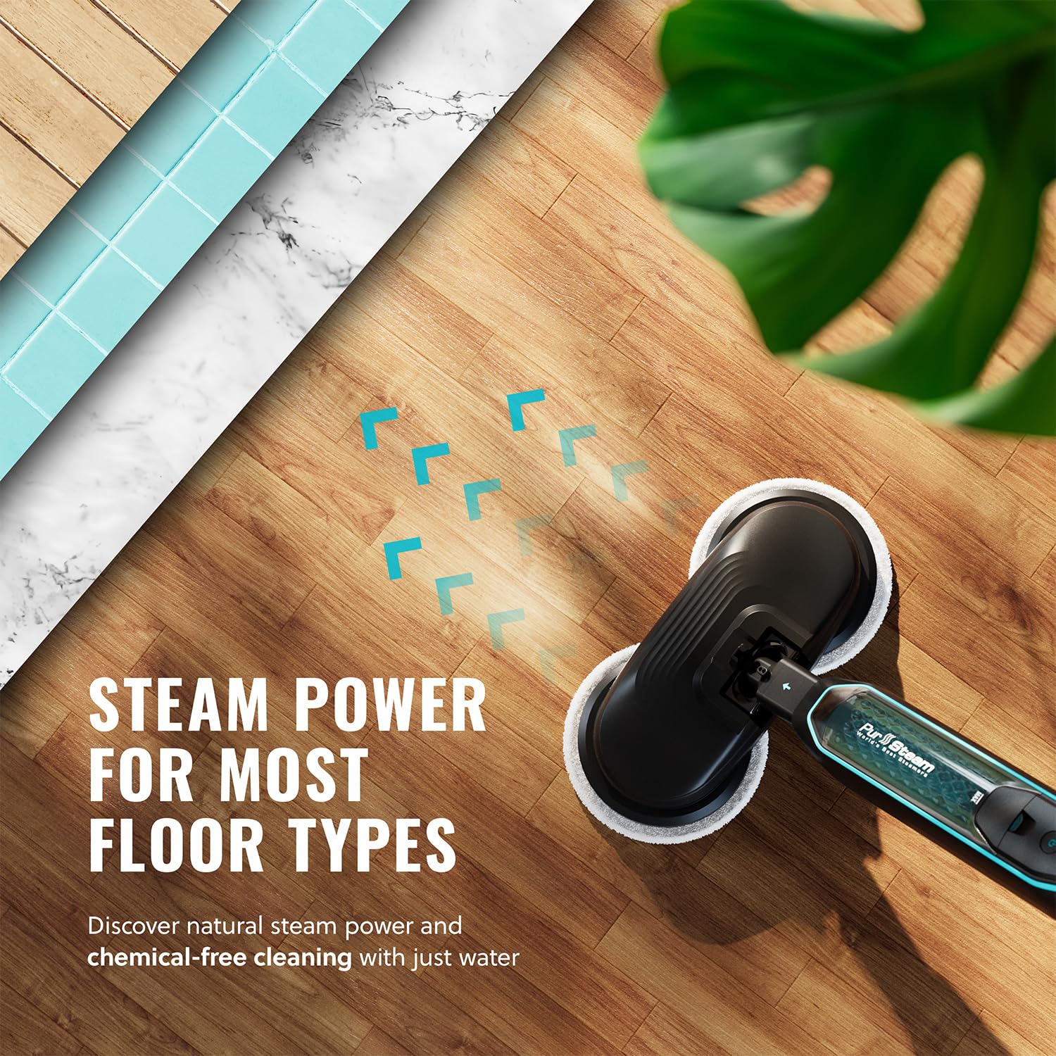PurSteam Professional Steam Mop | Multi-Surface Floor Cleaner for Hardwood, Tile, Laminate & Carpet | Fast Heating, Lightweight & Chemical-Free Cleaning