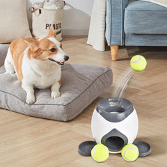Automatic Dog Ball Launcher Interactive Dog Tennis Ball Throwing Machine Dog Ball Treat Dispenser Feeder Tennis Reward Machine Treat Dispensing with Detachable Dishes Tennis Training for Dogs (Orange)
