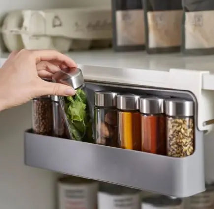 Under-Shelf Spice Storage Rack with Optional Bottles