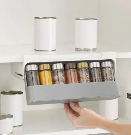 Under-Shelf Spice Storage Rack with Optional Bottles