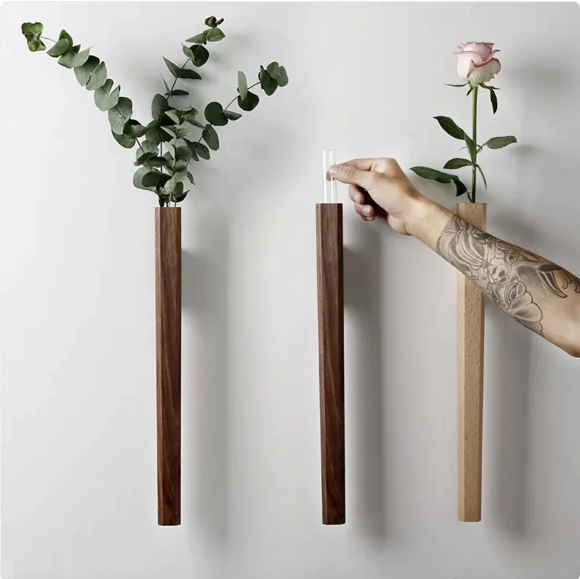 Japanese-Style Wall Hanging Vase for Flower Arrangements & Hydroponics