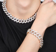 Men's Gold Cuban Chain Bracelet with Zirconia Buckle