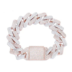 Men's Gold Cuban Chain Bracelet with Zirconia Buckle