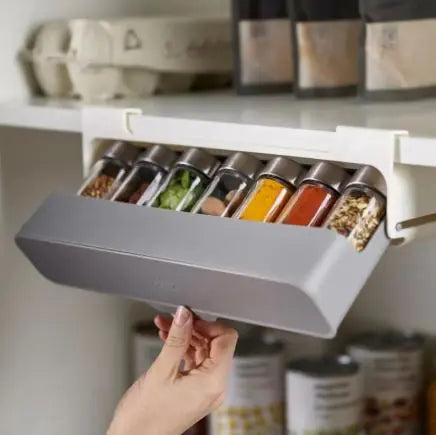 Under-Shelf Spice Storage Rack with Optional Bottles