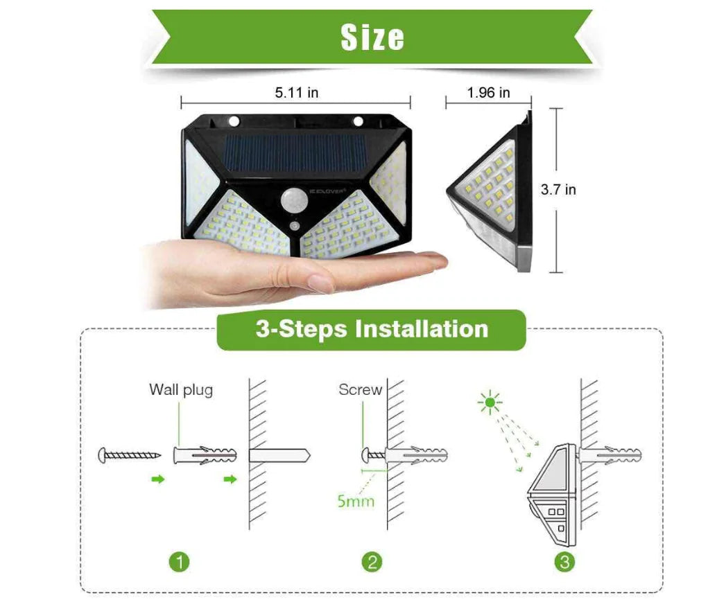 Solar Motion Sensor Garden Wall Light for Outdoor Use