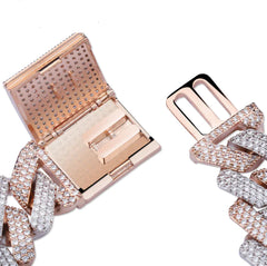 Men's Gold Cuban Chain Bracelet with Zirconia Buckle
