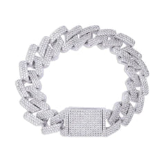 Men's Gold Cuban Chain Bracelet with Zirconia Buckle