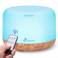 Diffuserlove Essential Oil Diffuser 500ML Aromatherapy Diffuser Mist Humidifiers 7 Color LED Lights Diffusers for Home Office Bedroom (Size:6.7" L x 6.7" W x 4.7" H) "As an Amazon Associate, I earn from qualifying purchases"