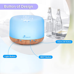 Diffuserlove Essential Oil Diffuser 500ML Aromatherapy Diffuser Mist Humidifiers 7 Color LED Lights Diffusers for Home Office Bedroom (Size:6.7" L x 6.7" W x 4.7" H) "As an Amazon Associate, I earn from qualifying purchases"