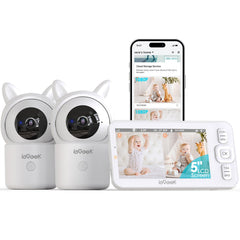 ieGeek Baby Monitor, Baby Camera Monitor With 5" 720P Screen,HD Night Vision,Automatic Motion Tracking & Hazard Alerts,2-Way Talk,Temperature&Humidity Sensor,Wifi Camara Para Bebes With Smartphone App