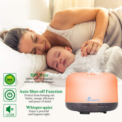 Diffuserlove Essential Oil Diffuser 500ML Aromatherapy Diffuser Mist Humidifiers 7 Color LED Lights Diffusers for Home Office Bedroom (Size:6.7" L x 6.7" W x 4.7" H) "As an Amazon Associate, I earn from qualifying purchases"