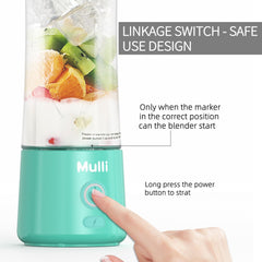 Mulli Portable Blender,USB Rechargeable Personal Mixer for Smoothie and Shakes, Mini Blender with Six Blades for Baby Food,Travel,Gym(Update)