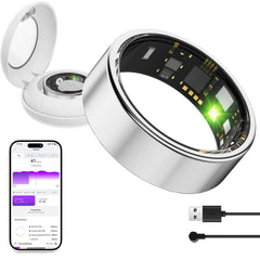 Smart Ring,Rechargeable Ring for Activity Trackers,Waterproof Sleep Tracker Health Ring,Fitness Tracker Smart Ring for Men Women Sports Time,Calories Compatible with Android & iOS (Rose Gold, 7)