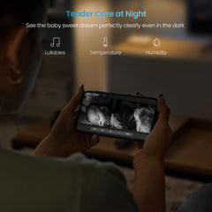 ieGeek Baby Camera Monitor with 2 Cameras, 360°Auto Tracking Split Screen Video Baby Cam with 4.3" Wireless Non WiFi LCD Monitor & Phone APP Control, Sound & Motion Detection, 2-Way Audio,Lullabies