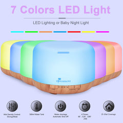 Diffuserlove Essential Oil Diffuser 500ML Aromatherapy Diffuser Mist Humidifiers 7 Color LED Lights Diffusers for Home Office Bedroom (Size:6.7" L x 6.7" W x 4.7" H) "As an Amazon Associate, I earn from qualifying purchases"