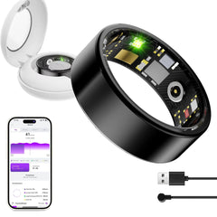 Smart Ring,Rechargeable Ring for Activity Trackers,Waterproof Sleep Tracker Health Ring,Fitness Tracker Smart Ring for Men Women Sports Time,Calories Compatible with Android & iOS (Rose Gold, 7)