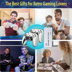 2025 New Upgraded Retro Game Console, Wireless Retro Game Stick, Plug & Play Video TV Game Stick with Built-in 20000+ Games, 23 Emulators, HDMI Output, Dual 2.4G White Wireless Controllers (128G)