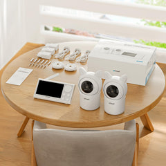 ieGeek Baby Camera Monitor with 2 Cameras, 360°Auto Tracking Split Screen Video Baby Cam with 4.3" Wireless Non WiFi LCD Monitor & Phone APP Control, Sound & Motion Detection, 2-Way Audio,Lullabies