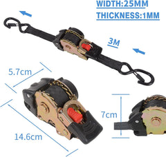 MOTO4U Retractable Ratchet Straps,1" x 10' Self Ratcheting Ratchet Tie Down Straps with Soft Loops &Storage Bag,Heavy Duty Upgrade S-Hook with Clip 660LBS for Motorcycle Kayak ATVs Boats(4PCS)