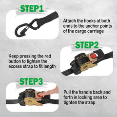 MOTO4U Retractable Ratchet Straps,1" x 10' Self Ratcheting Ratchet Tie Down Straps with Soft Loops &Storage Bag,Heavy Duty Upgrade S-Hook with Clip 660LBS for Motorcycle Kayak ATVs Boats(4PCS)