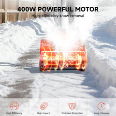 Cordless Snow Shovel, 24V | 13-Inch | 4-Ah Battery Powered Snow Blower, 400W Motor, Battery & Fast Charger Included, Electric Snow Removal for Driveways, Steps and Walkways