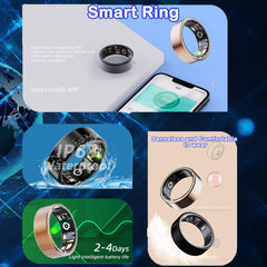Smart Ring,Rechargeable Ring for Activity Trackers,Waterproof Sleep Tracker Health Ring,Fitness Tracker Smart Ring for Men Women Sports Time,Calories Compatible with Android & iOS (Rose Gold, 7)