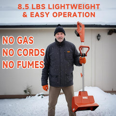 Cordless Snow Shovel, 24V | 13-Inch | 4-Ah Battery Powered Snow Blower, 400W Motor, Battery & Fast Charger Included, Electric Snow Removal for Driveways, Steps and Walkways
