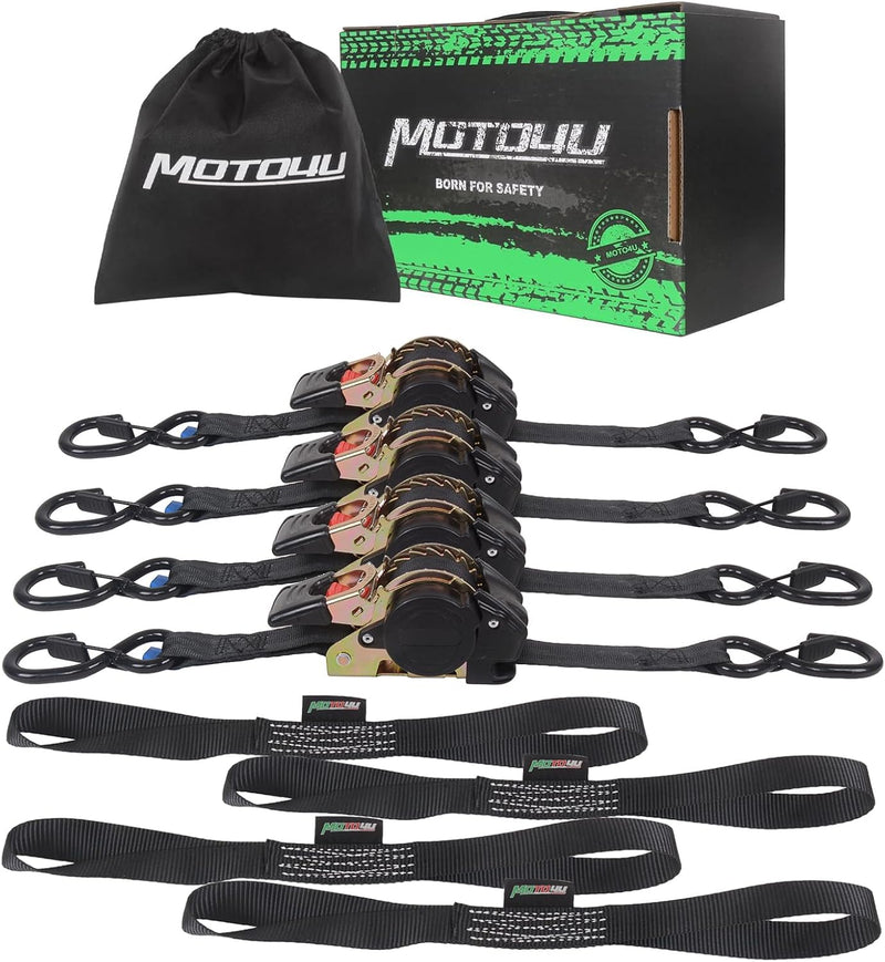 MOTO4U Retractable Ratchet Straps,1