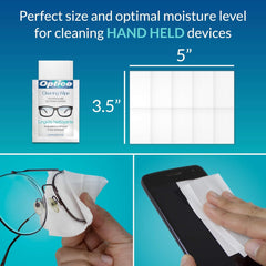 Optico Pre-Moistened Cleaning Cloths - premium quality cleaner for eye glasses, screens, and cameras lenses - No spray bottle or microfiber needed (99 Count)