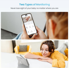 ieGeek Baby Camera Monitor with 2 Cameras, 360°Auto Tracking Split Screen Video Baby Cam with 4.3" Wireless Non WiFi LCD Monitor & Phone APP Control, Sound & Motion Detection, 2-Way Audio,Lullabies