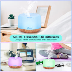 Diffuserlove Essential Oil Diffuser 500ML Aromatherapy Diffuser Mist Humidifiers 7 Color LED Lights Diffusers for Home Office Bedroom (Size:6.7" L x 6.7" W x 4.7" H) "As an Amazon Associate, I earn from qualifying purchases"
