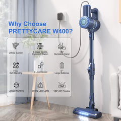 Cordless Vacuum Cleaner, 6 in 1 Stick Vacuum with 180° Bendable Wand，Self-Standing Powerful Suction Rechargeable Vacuum Cleaners, Lightweight Vacuum for Hardwood Floor Carpet Pet Hair