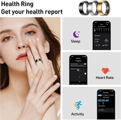 Smart Ring Health Tracker, Fitness Tracker, Activity Trackers for Man&Women -Sleep&Exercise Monitor,Waterproof Sleep Tracking Wearable (Gold, 8)