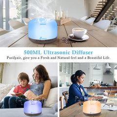 Diffuserlove Essential Oil Diffuser 500ML Aromatherapy Diffuser Mist Humidifiers 7 Color LED Lights Diffusers for Home Office Bedroom (Size:6.7" L x 6.7" W x 4.7" H) "As an Amazon Associate, I earn from qualifying purchases"