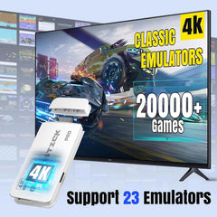 2025 New Upgraded Retro Game Console, Wireless Retro Game Stick, Plug & Play Video TV Game Stick with Built-in 20000+ Games, 23 Emulators, HDMI Output, Dual 2.4G White Wireless Controllers (128G)