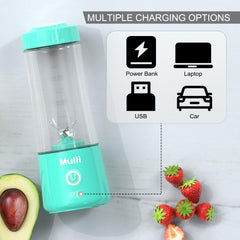 Mulli Portable Blender,USB Rechargeable Personal Mixer for Smoothie and Shakes, Mini Blender with Six Blades for Baby Food,Travel,Gym(Update)