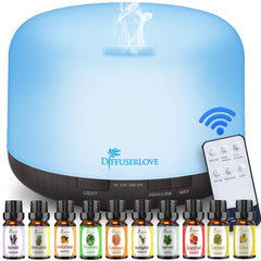 Diffuserlove Essential Oil Diffuser 500ML Aromatherapy Diffuser Mist Humidifiers 7 Color LED Lights Diffusers for Home Office Bedroom (Size:6.7" L x 6.7" W x 4.7" H) "As an Amazon Associate, I earn from qualifying purchases"